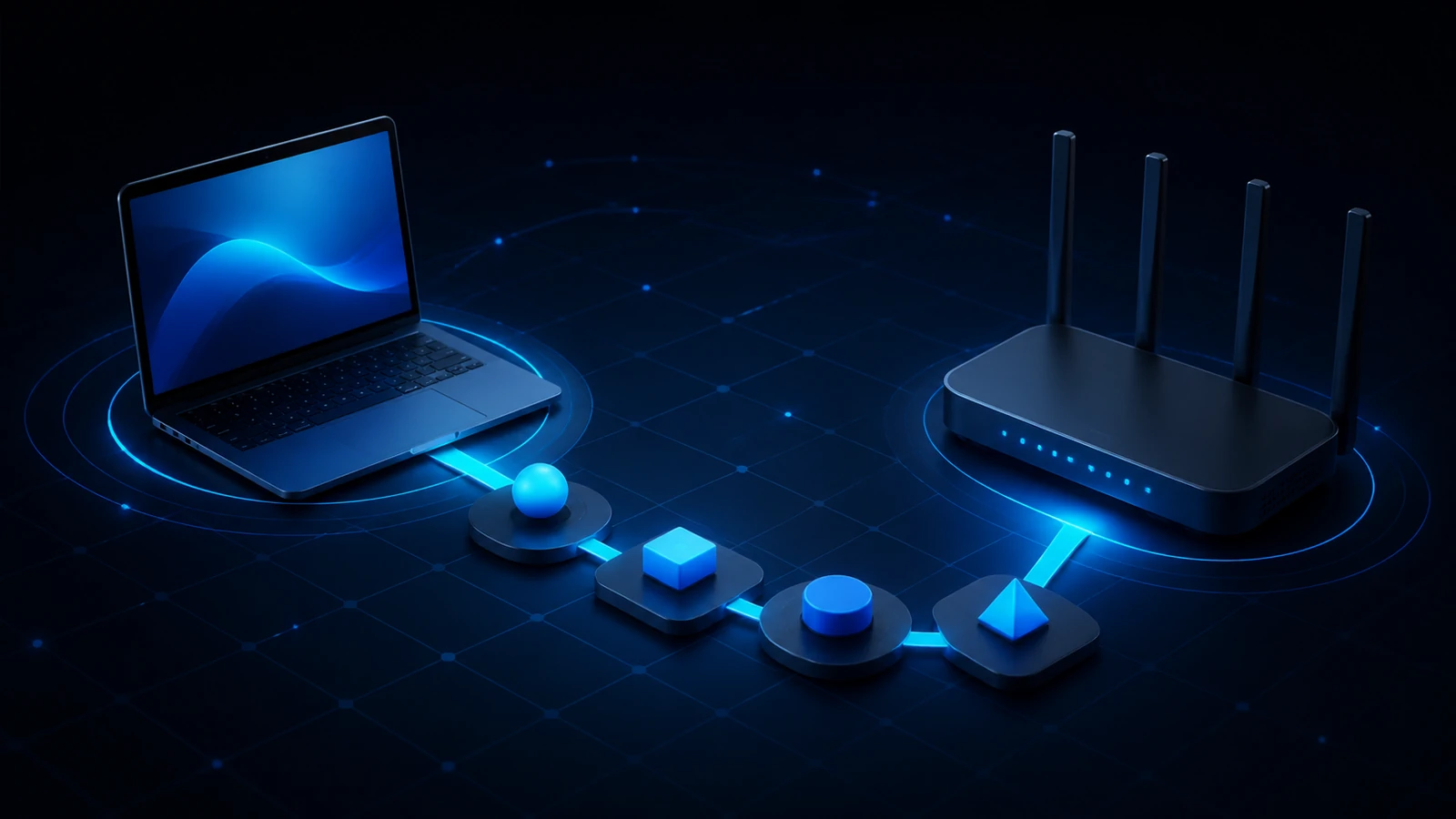 Illustration of a compatible device and router using an L2TP/IPsec setup path with Lisar