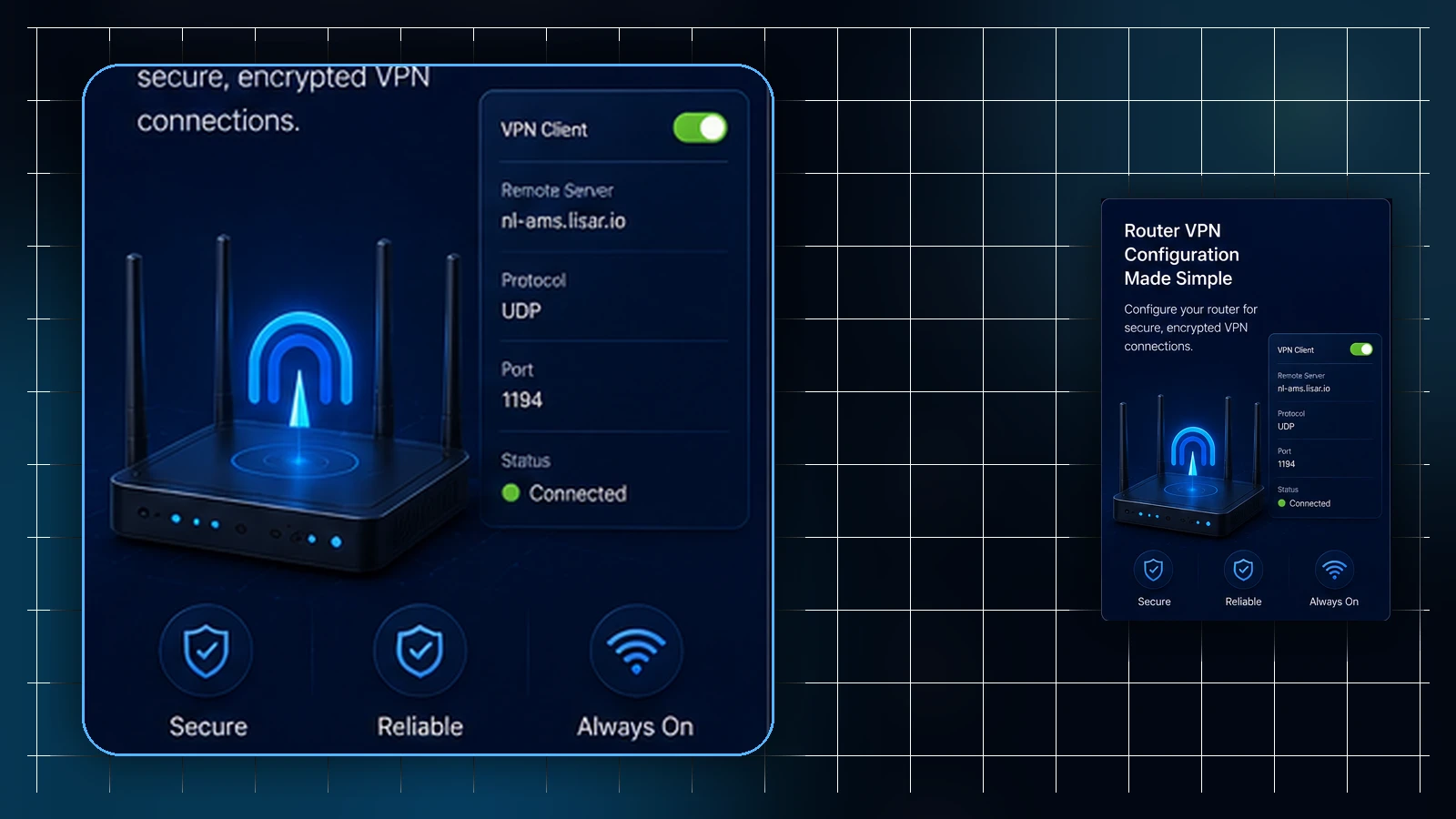 Router VPN planning diagram with a compatibility checklist and separate device fallback paths.
