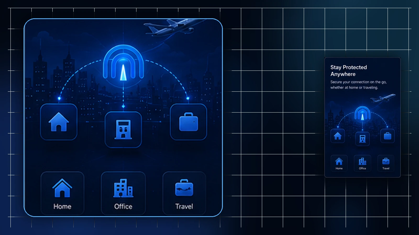 Illustration of a central team-standards card connecting to three team members' devices, each holding its own separate profile card, with a single passed-around profile file gently marked as the pattern to avoid.
