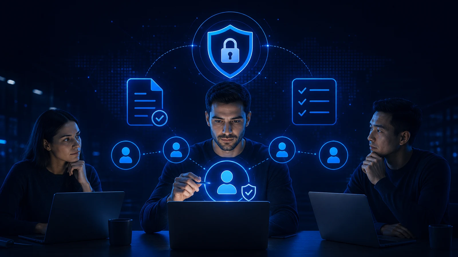 A small team reviews VPN ownership, users, access records, and responsibilities.
